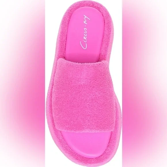 NWOT Circus by Sam Edelman Latasha Pink Terry Wedge Slide Sandals 7 - Picture 4 of 14